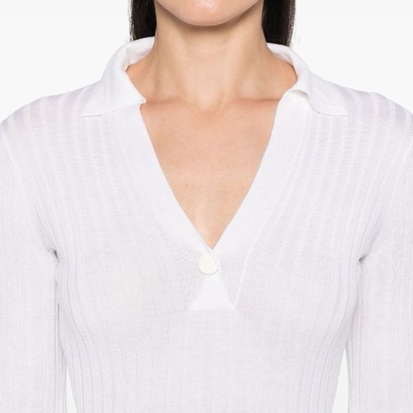 Vince ribbed knit polo top wool silk blend theory Eileen fisher cos everlane - Picture 5 of 8